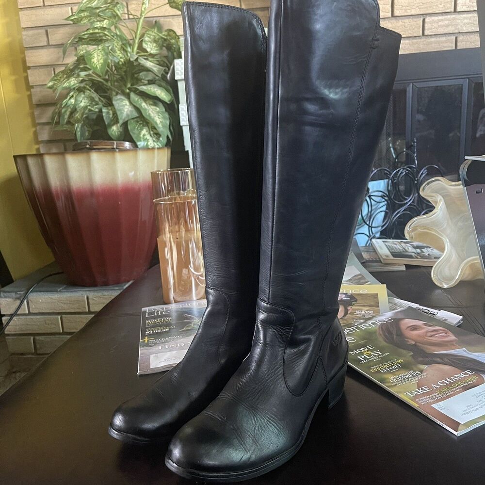 UGG Australia Tall Cierra Black Leather Deco Equestrian Boots 1008714 Size 8.5